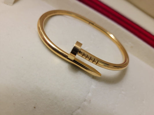 Gold Plated Nail Design Bracelet Inspired by Modern Minimalism and Bold Style